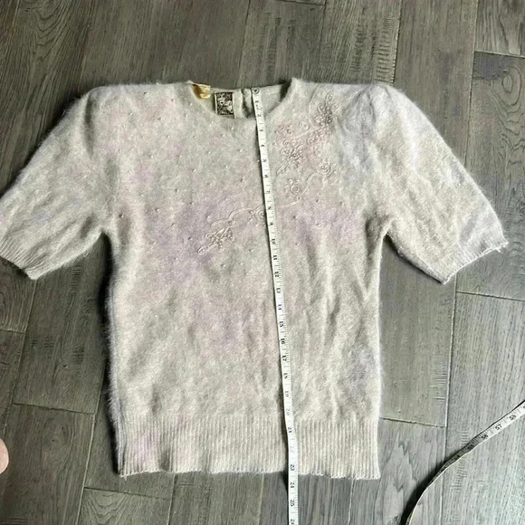 🔥ALISON H.🔥 | Vintage light pink angora rabbit hair short sleeve  sweater - Picture 10 of 12